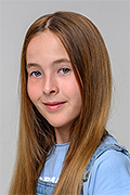 model Stepanenko Aurika   
Year of birth 2009   
Eyes color: grey-blue   
Hair color: red
